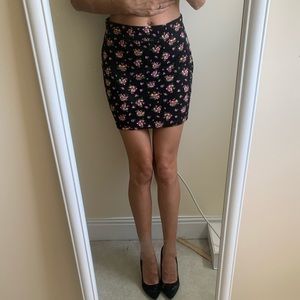 Black Floral Skirt